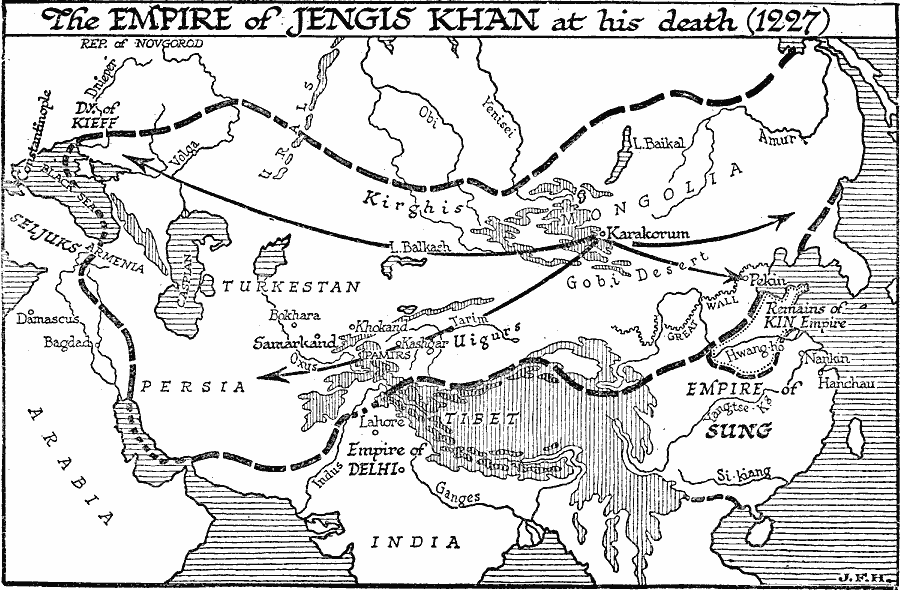 genghis khan by jack weatherford map after khan