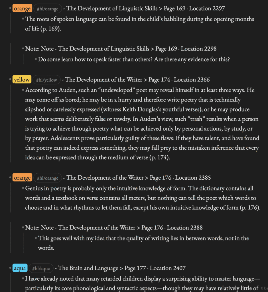 kindle note taking and highlights export to obsidian