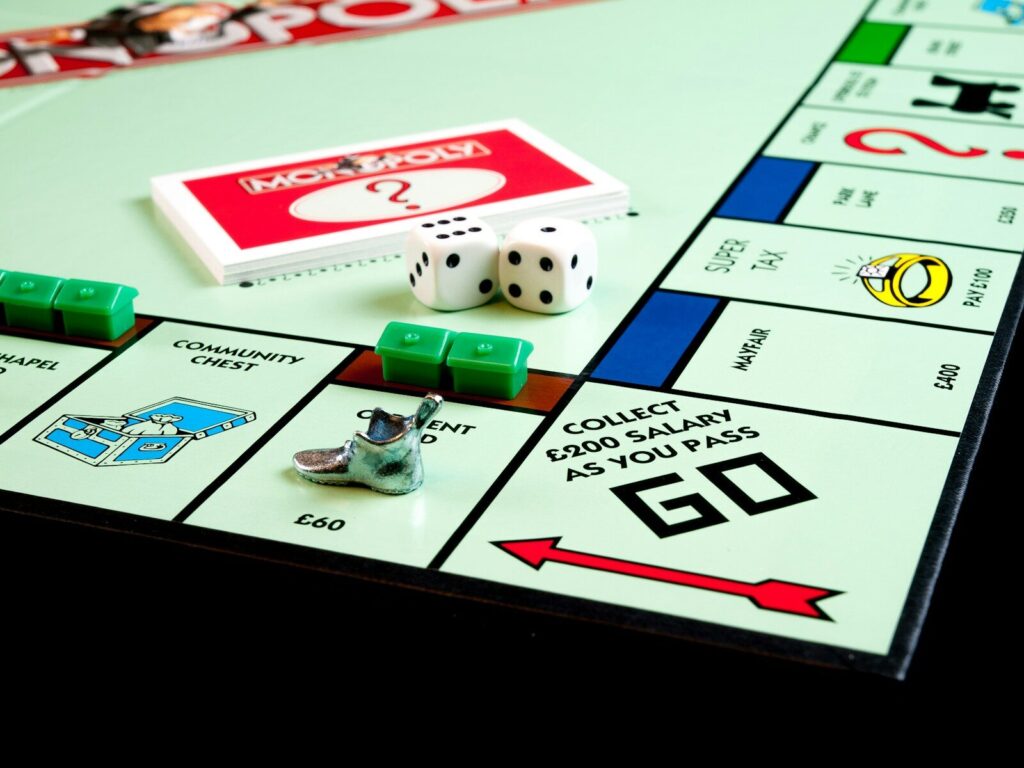 a close up of a monopoly board game