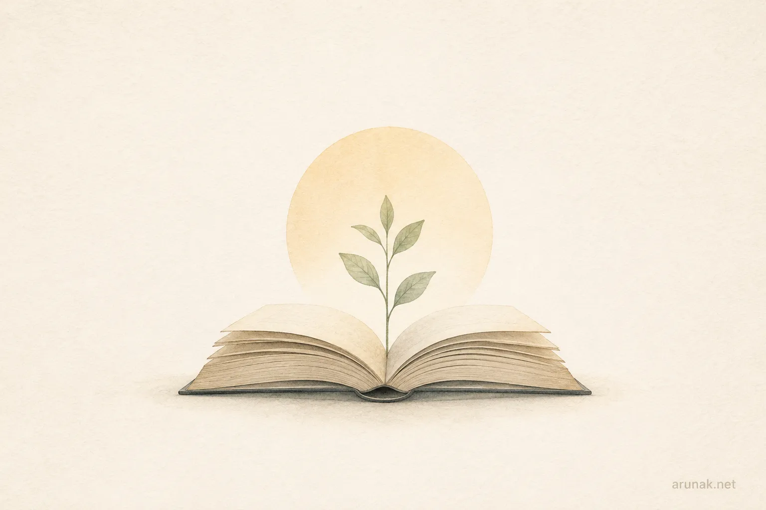 Open book with a small plant growing from its pages, symbolizing how to properly read a non-fiction book and turn ideas into real-life growth.